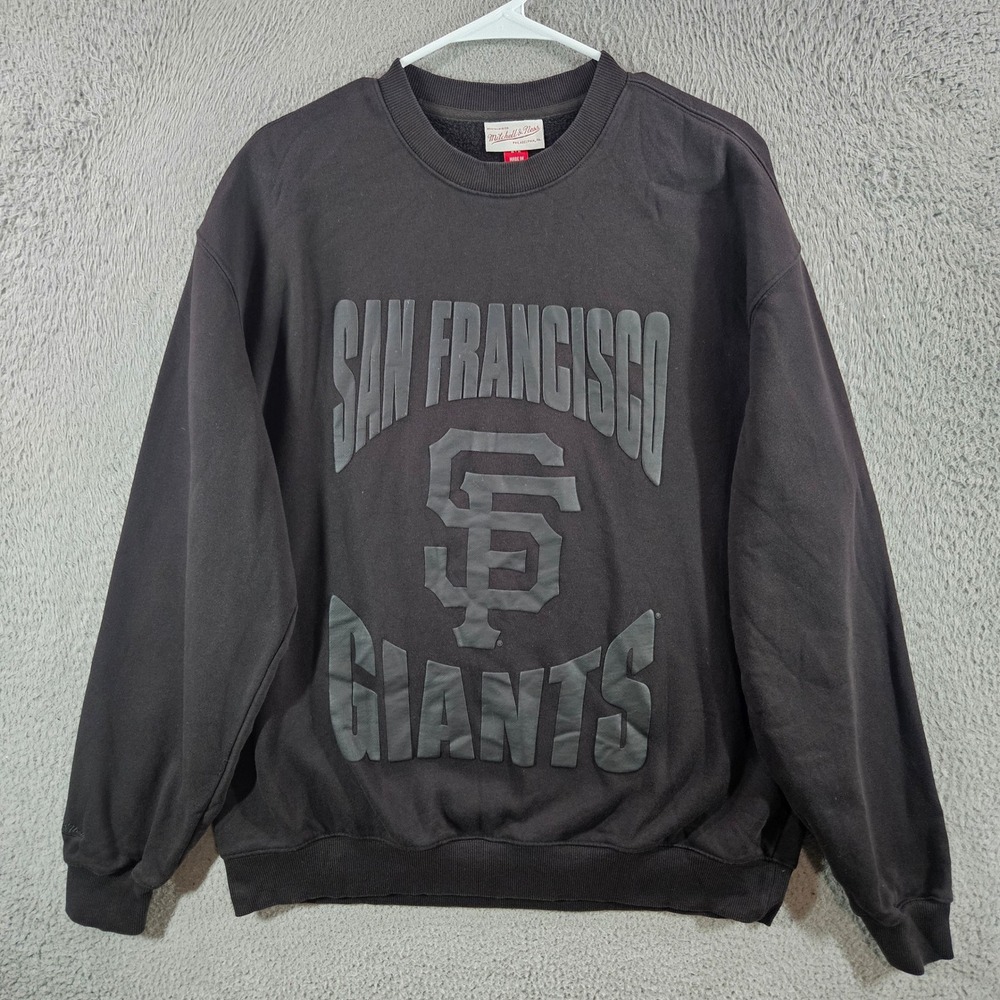Mitchell & Ness San Francisco Giants Crewneck Sweatshirt Mens M Black MLB Puff